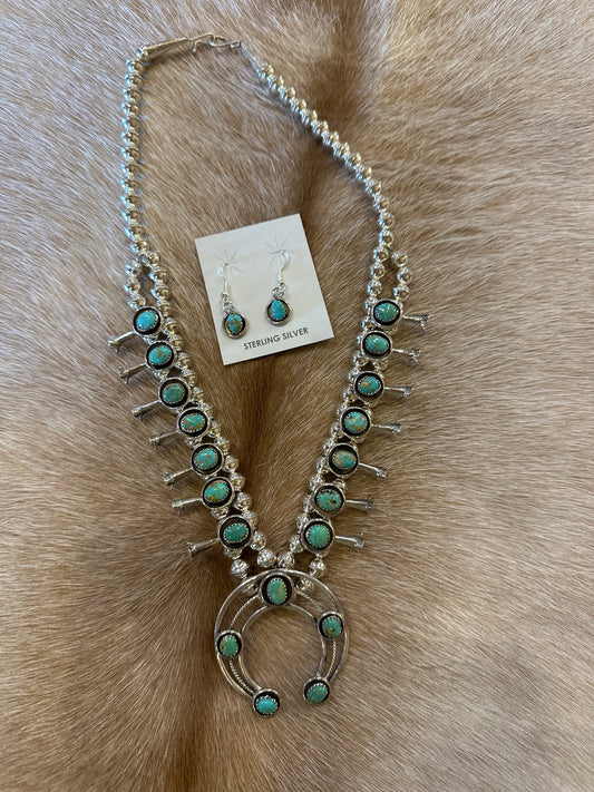 Navajo Kingman Turq Squash Blossom Set