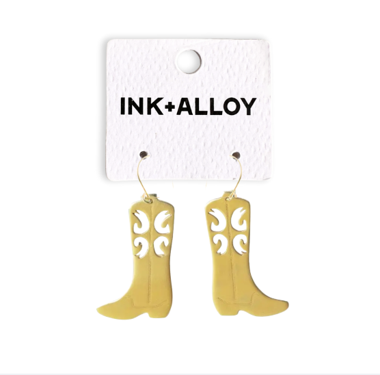 Lacey Boot Dangle Earring Brass