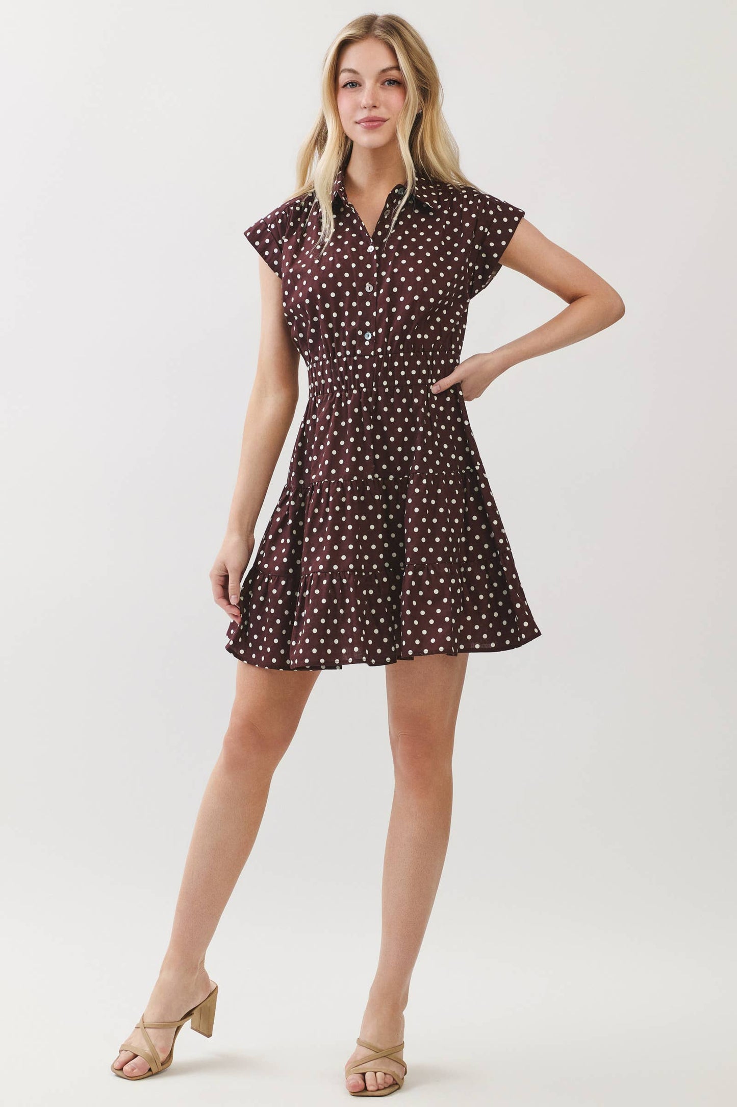 POLKA DOT TIERED MINI DRESS