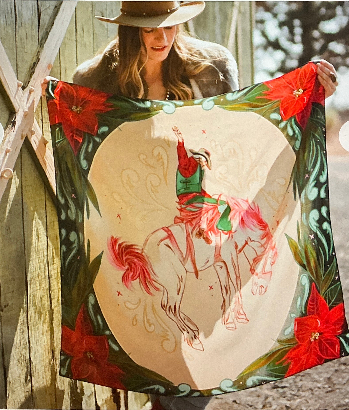 Cowboy Christmas Bronc Silk Wild Rag