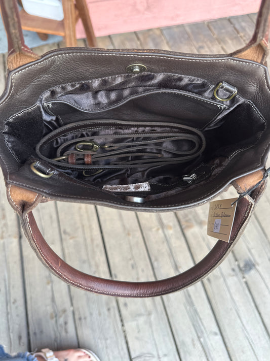 Juan Antonio Bison Brown Bucket Handbag