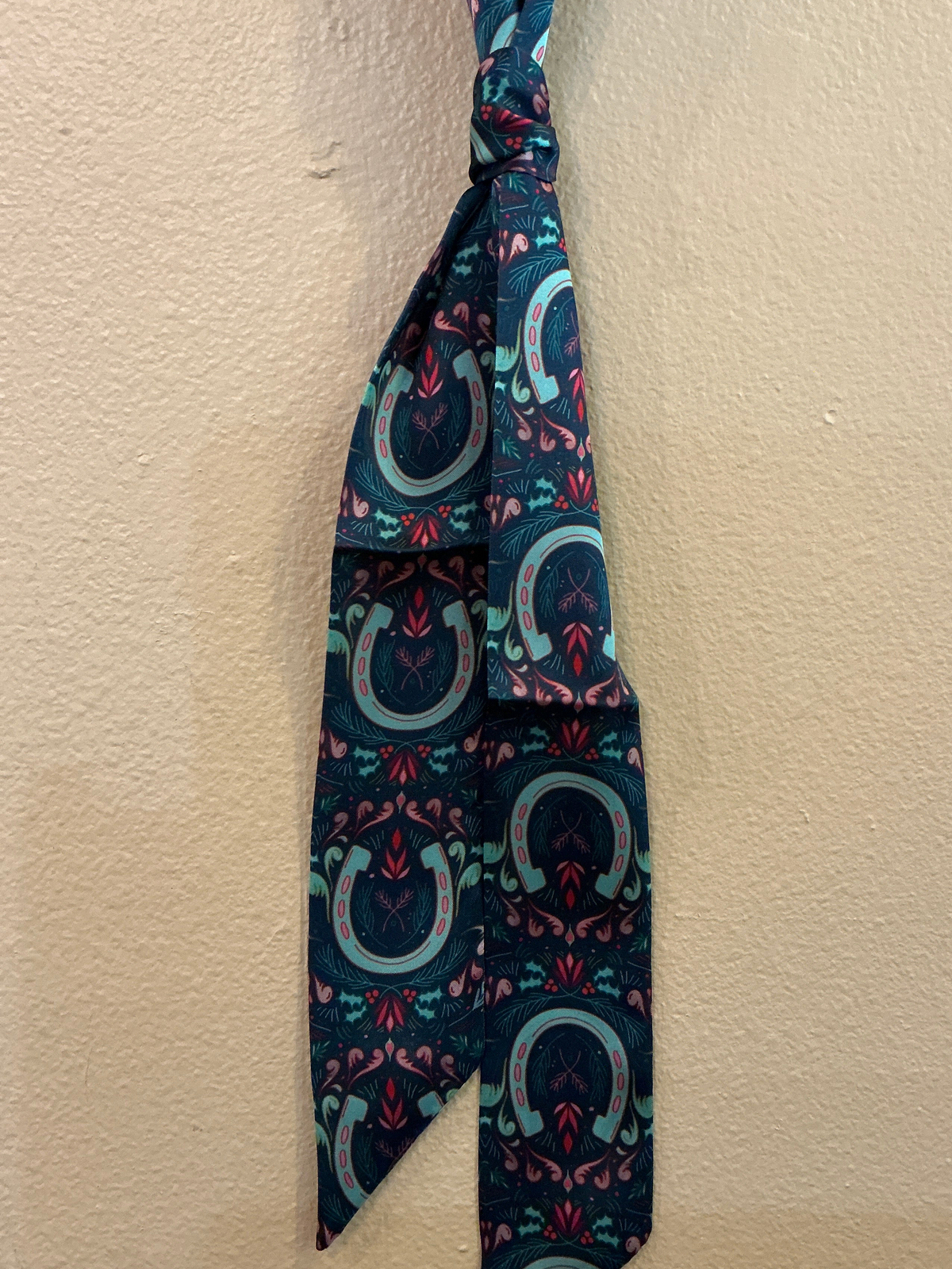 Holly & Horseshoes Twilly Silk Scarf