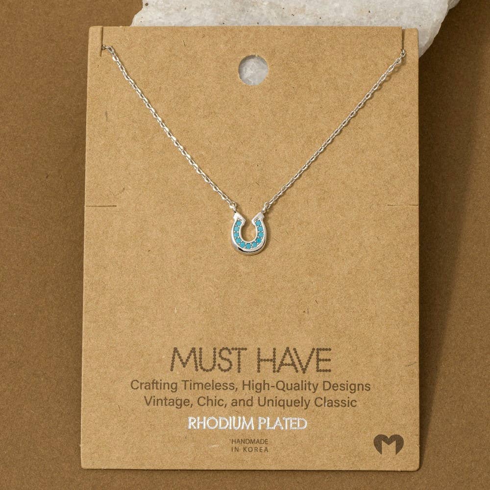 Rose Gold Cz Horseshoe Necklace