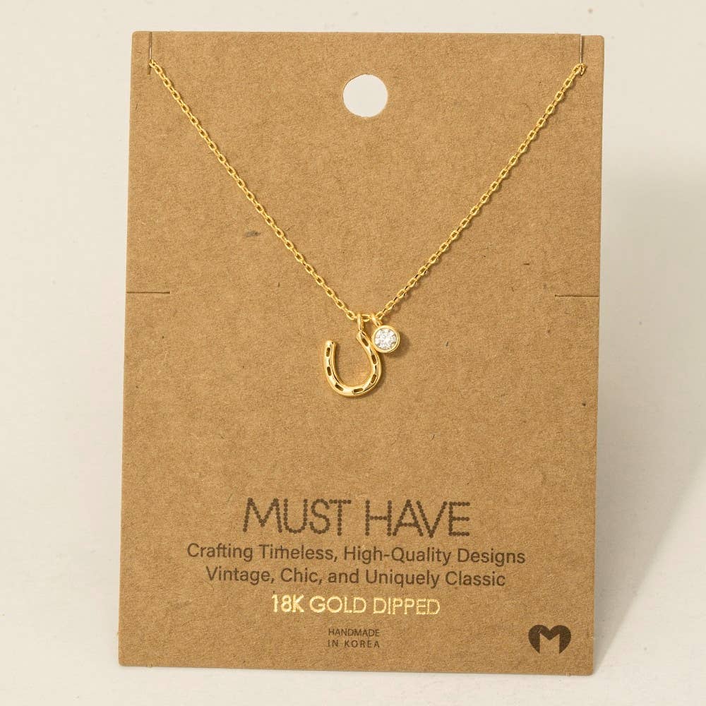 Horse Shoe And Cz Necklace