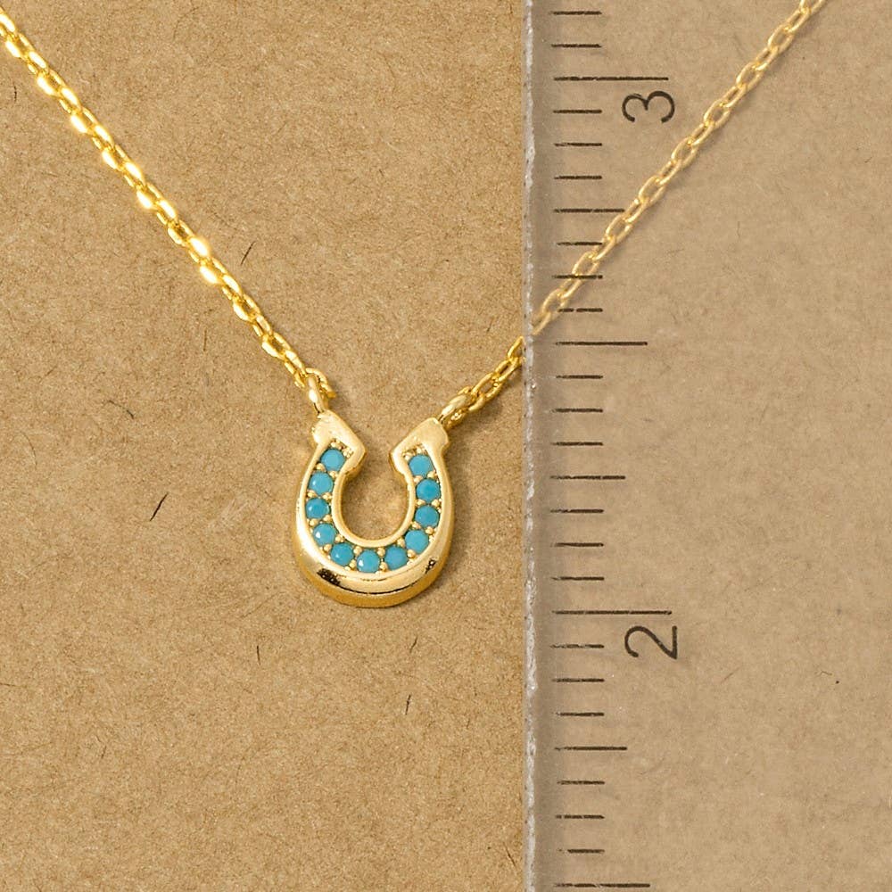 Rose Gold Cz Horseshoe Necklace