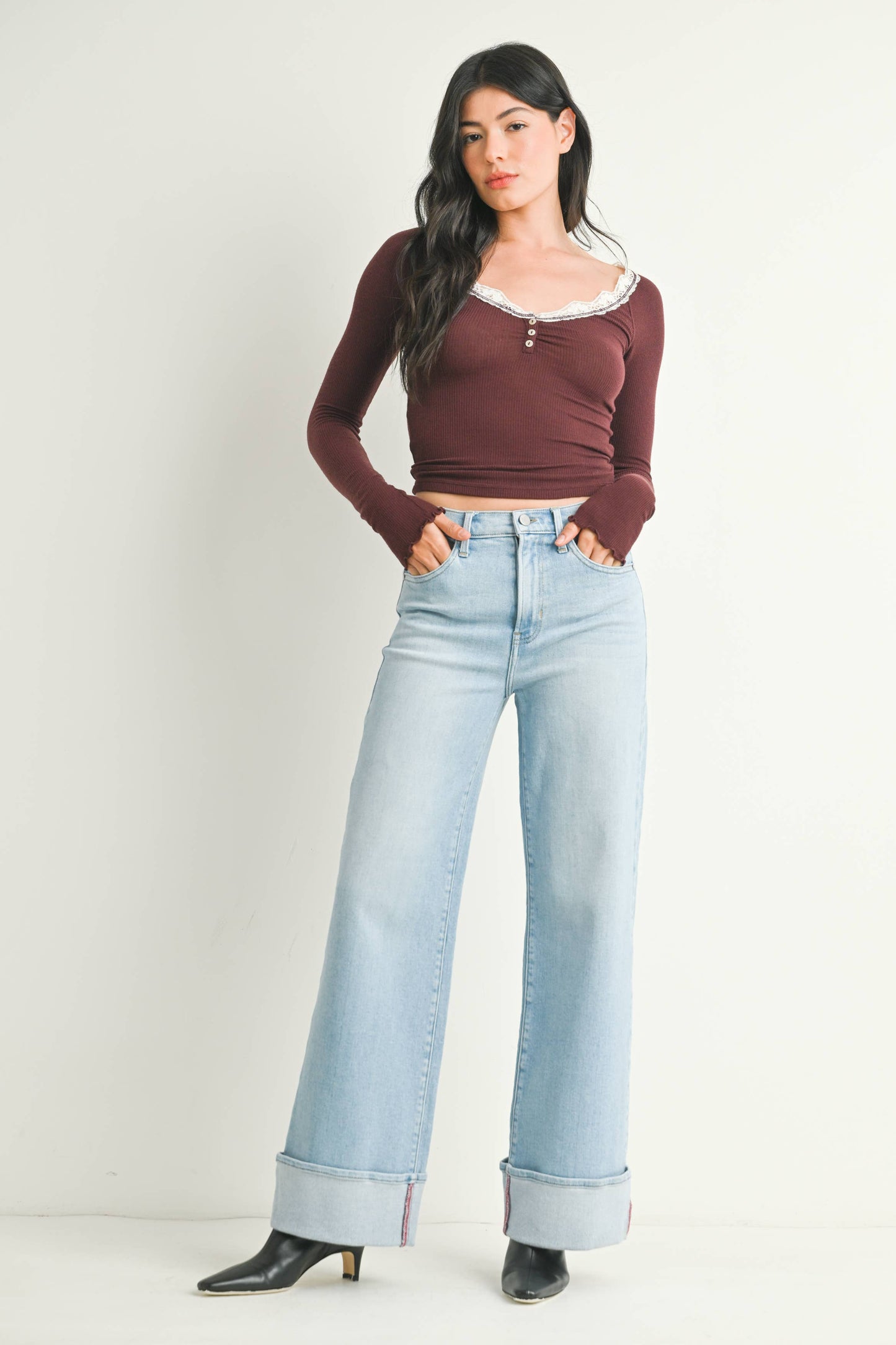 Just Black Denim - Light Cuffed Palazzo