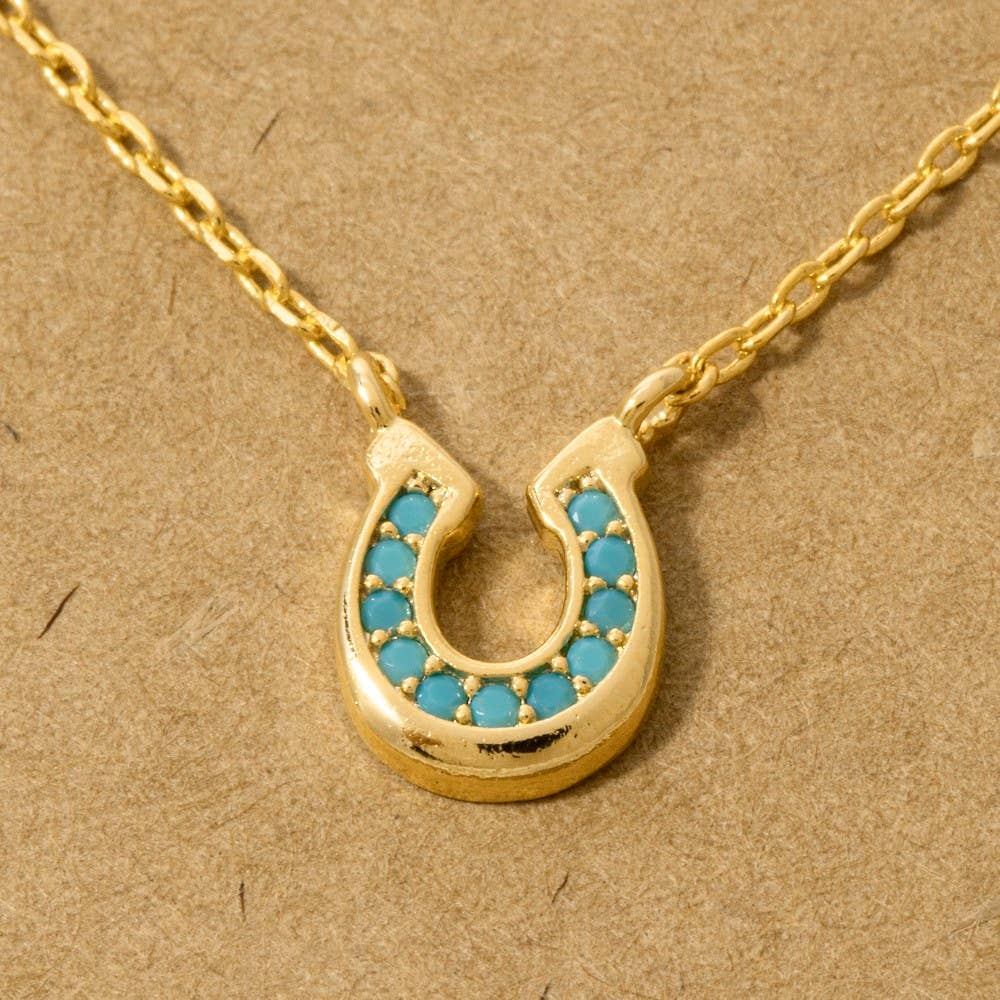 Rose Gold Cz Horseshoe Necklace