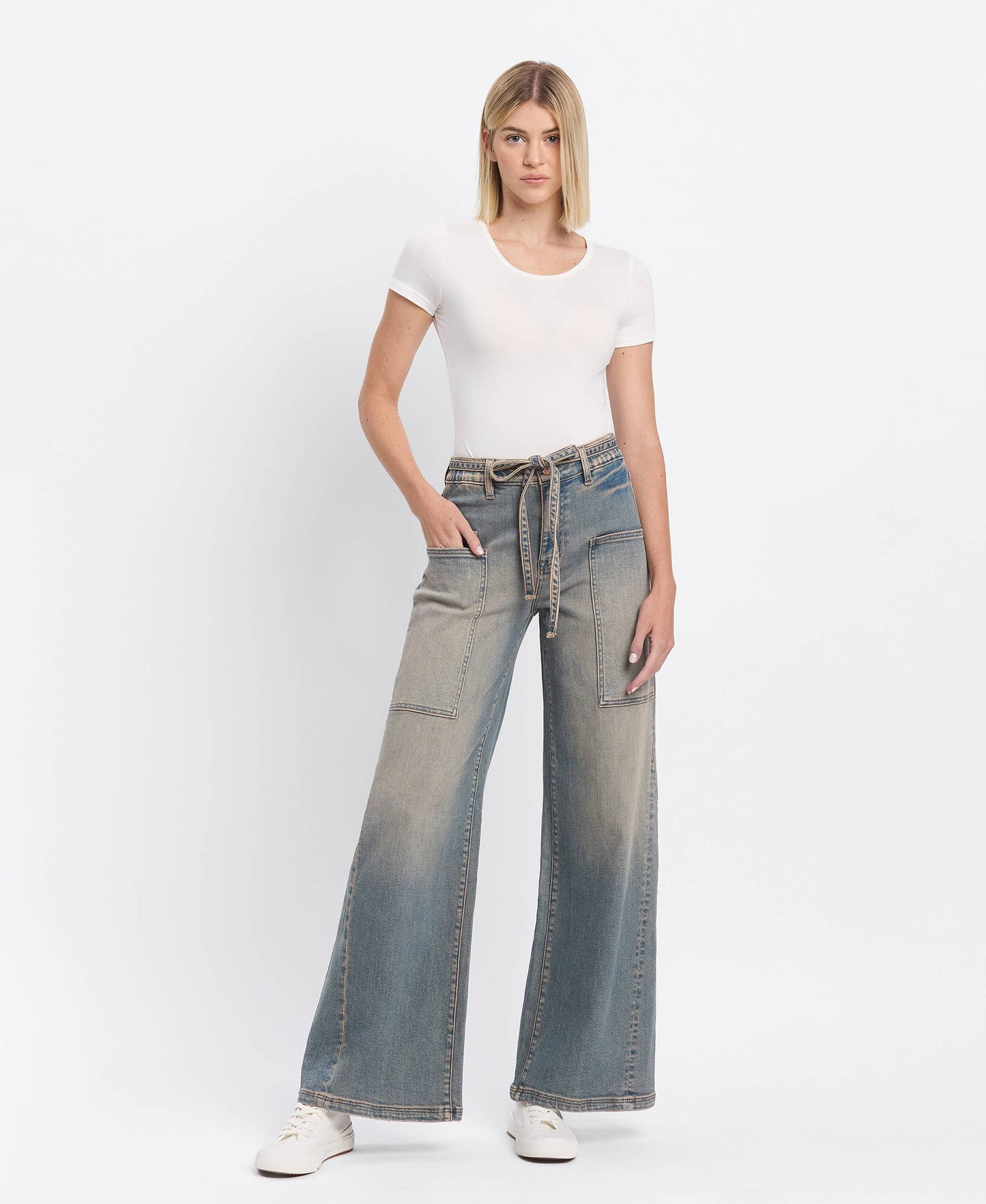 HIGH RISE TIE JEANS