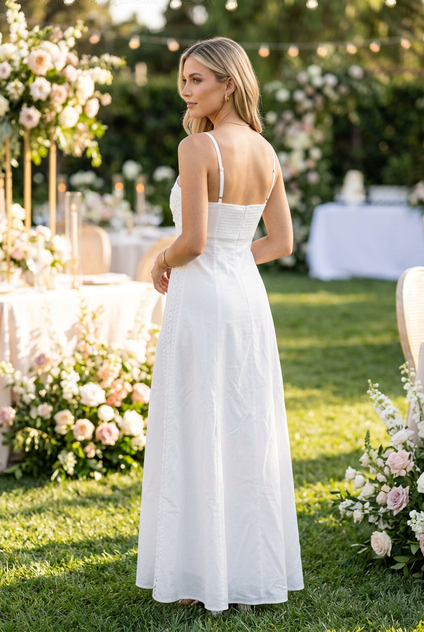 Lace Trim Panel Maxi Dress