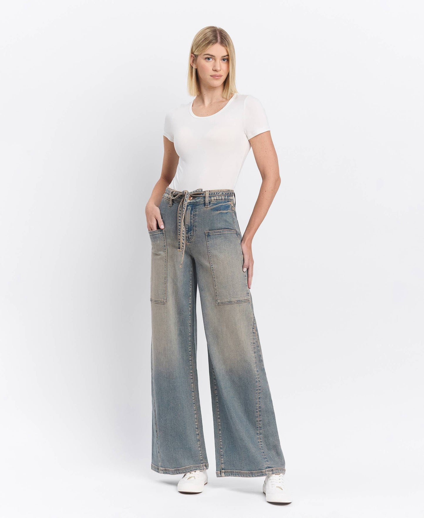 HIGH RISE TIE JEANS