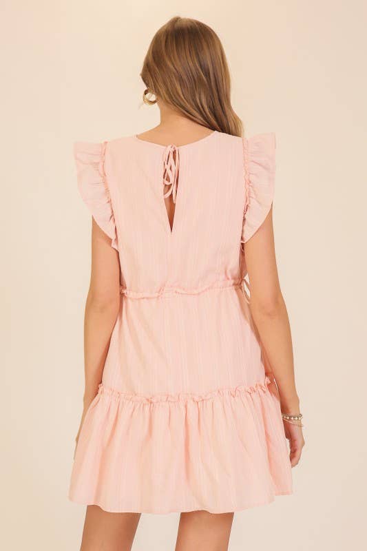 Ruffle Cap Sleeve Mini Dress