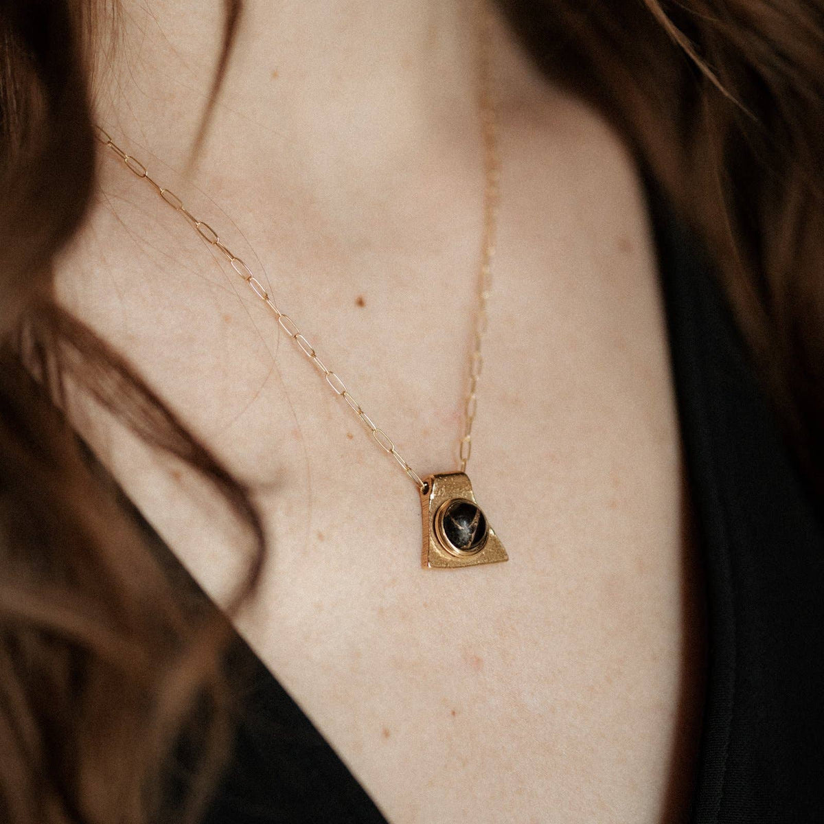 Cleo Necklace // Copper Obsidian // Demi-Fine Gold