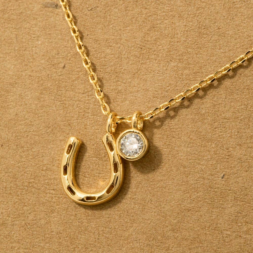 Horse Shoe And Cz Necklace