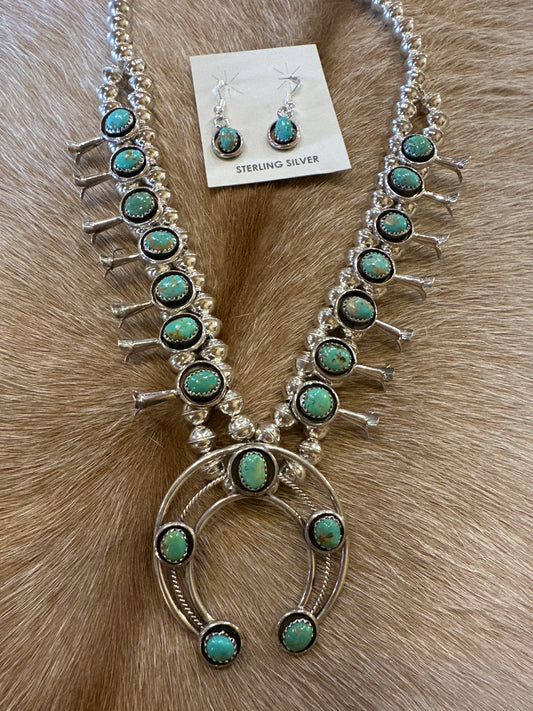 Navajo Kingman Turq Squash Blossom Set
