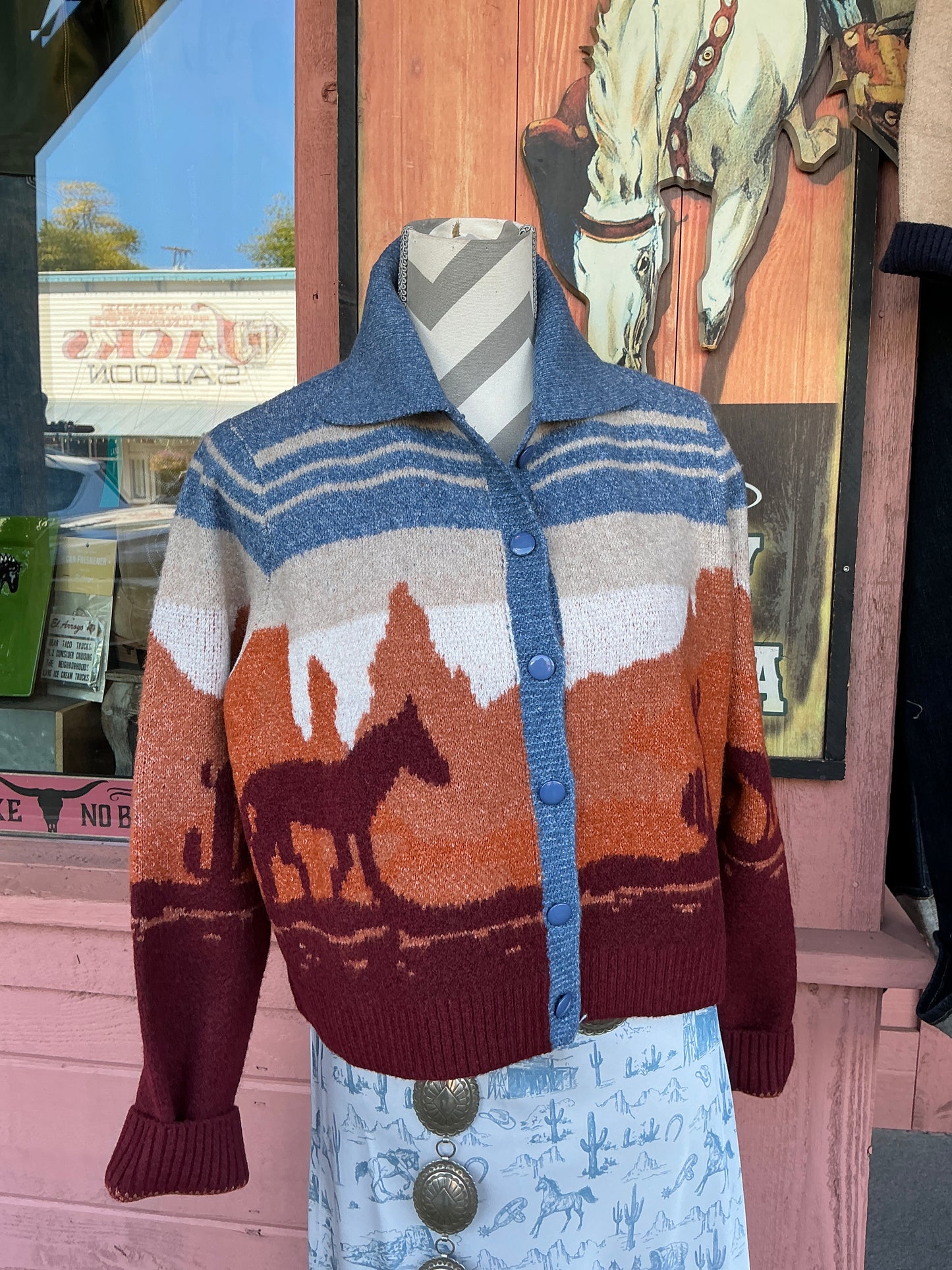 Blue Multi Western Sweater