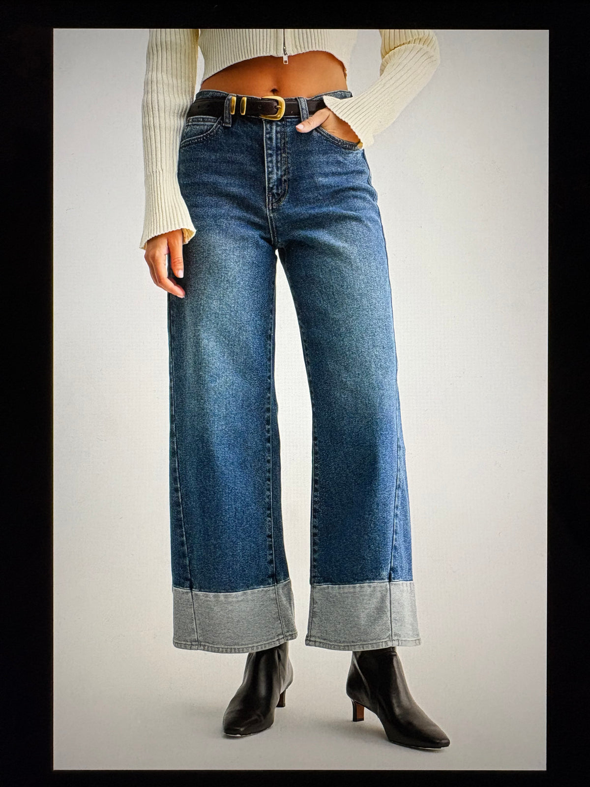 Two Toned Hem Slim Wide