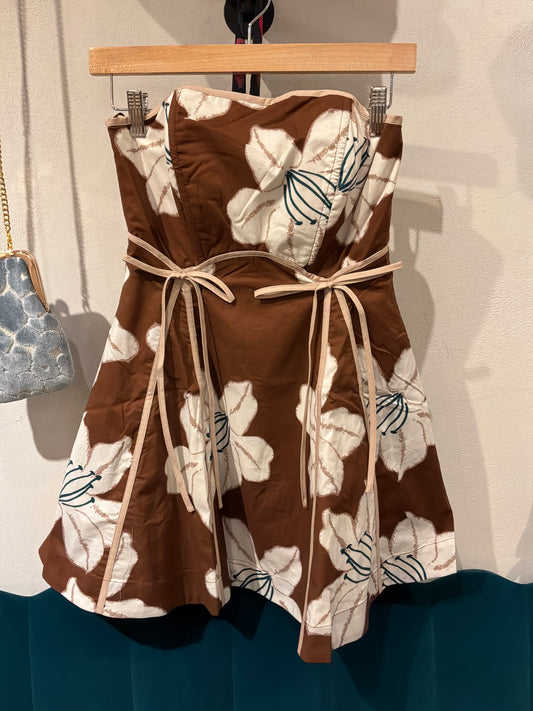 Tropical Strapless Mini Dress