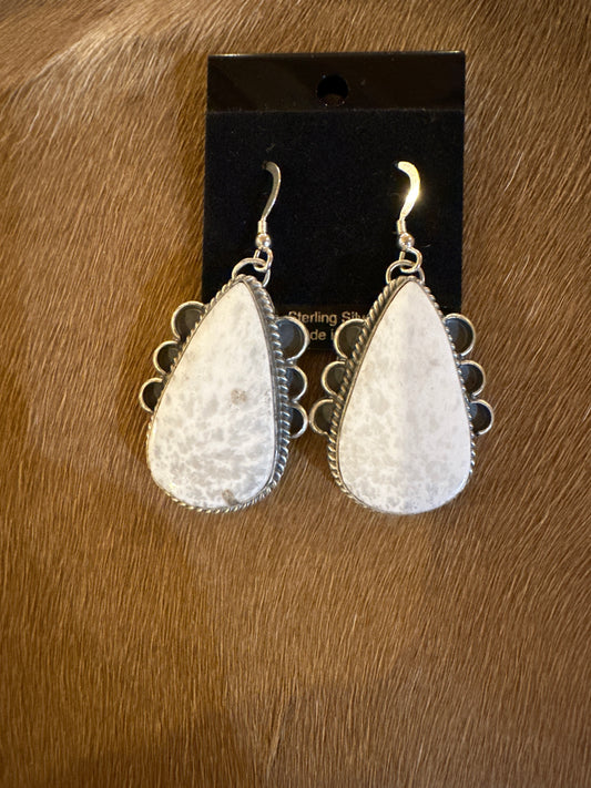 White Buffalo Teardrop Earrings
