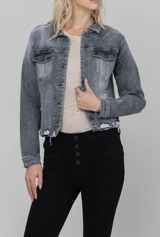 Distressed Black Denim Jacket