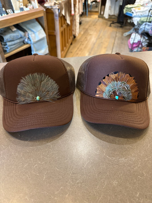 Handmade Feather Trucker Hats