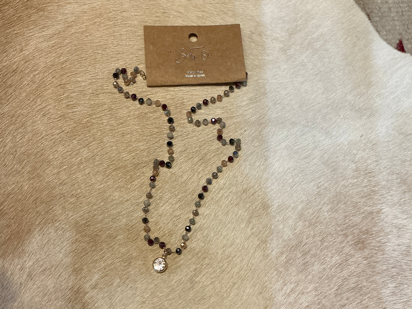 Espresso Bead Crystal Necklace