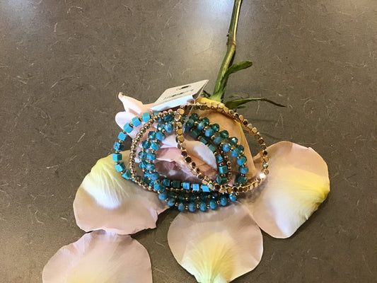Turquoise & Gold Multi Bracelet