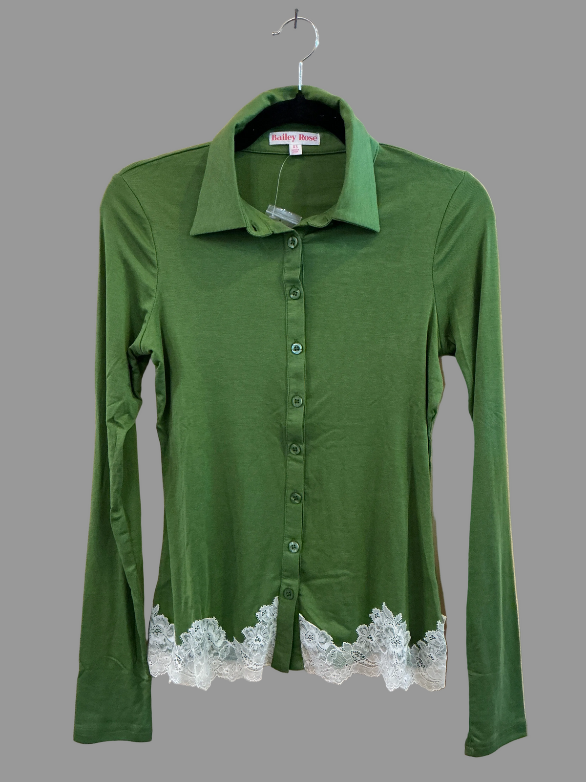 Lace Trim Long Sleeve Blouse