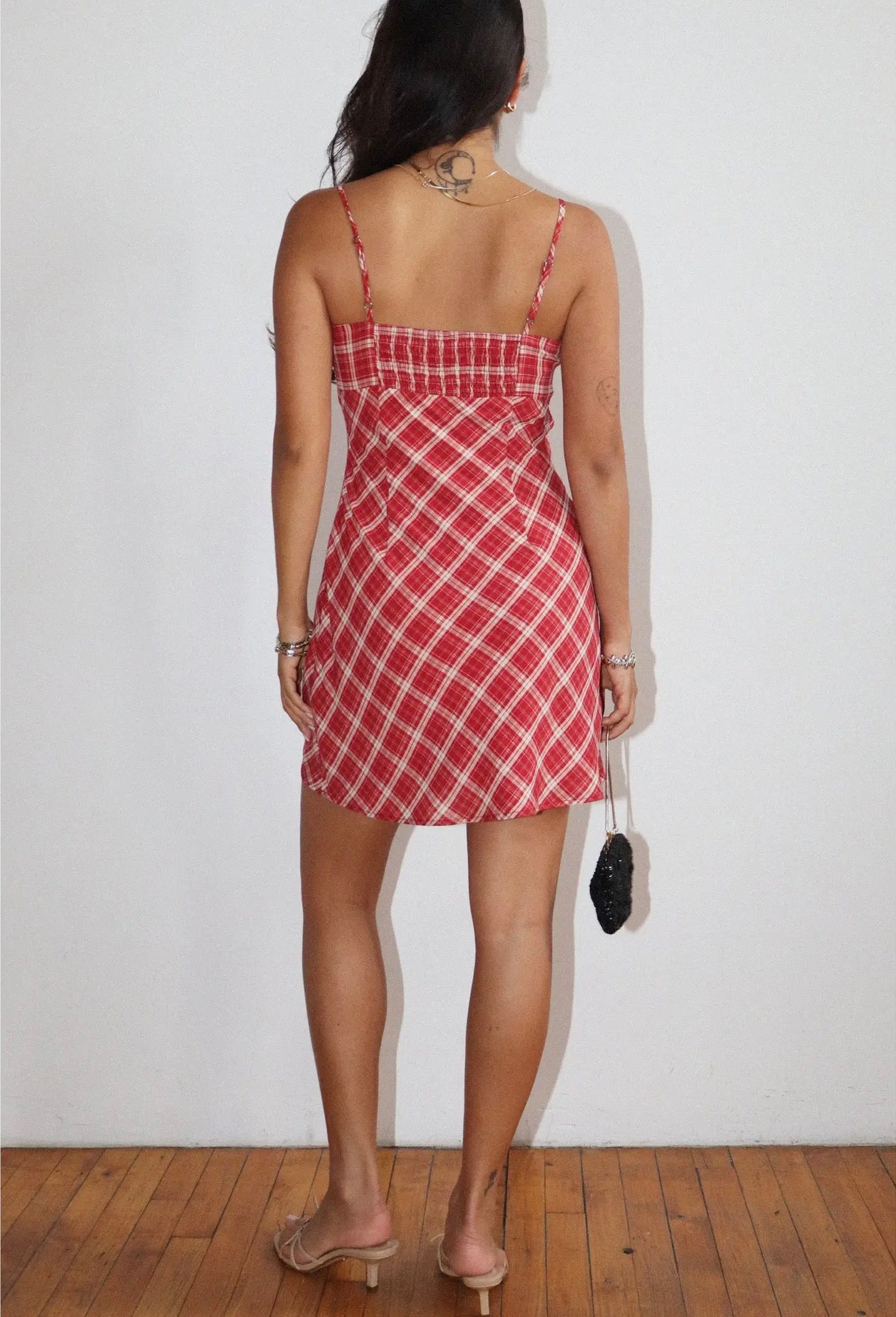 Plaid Lace Mini Dress