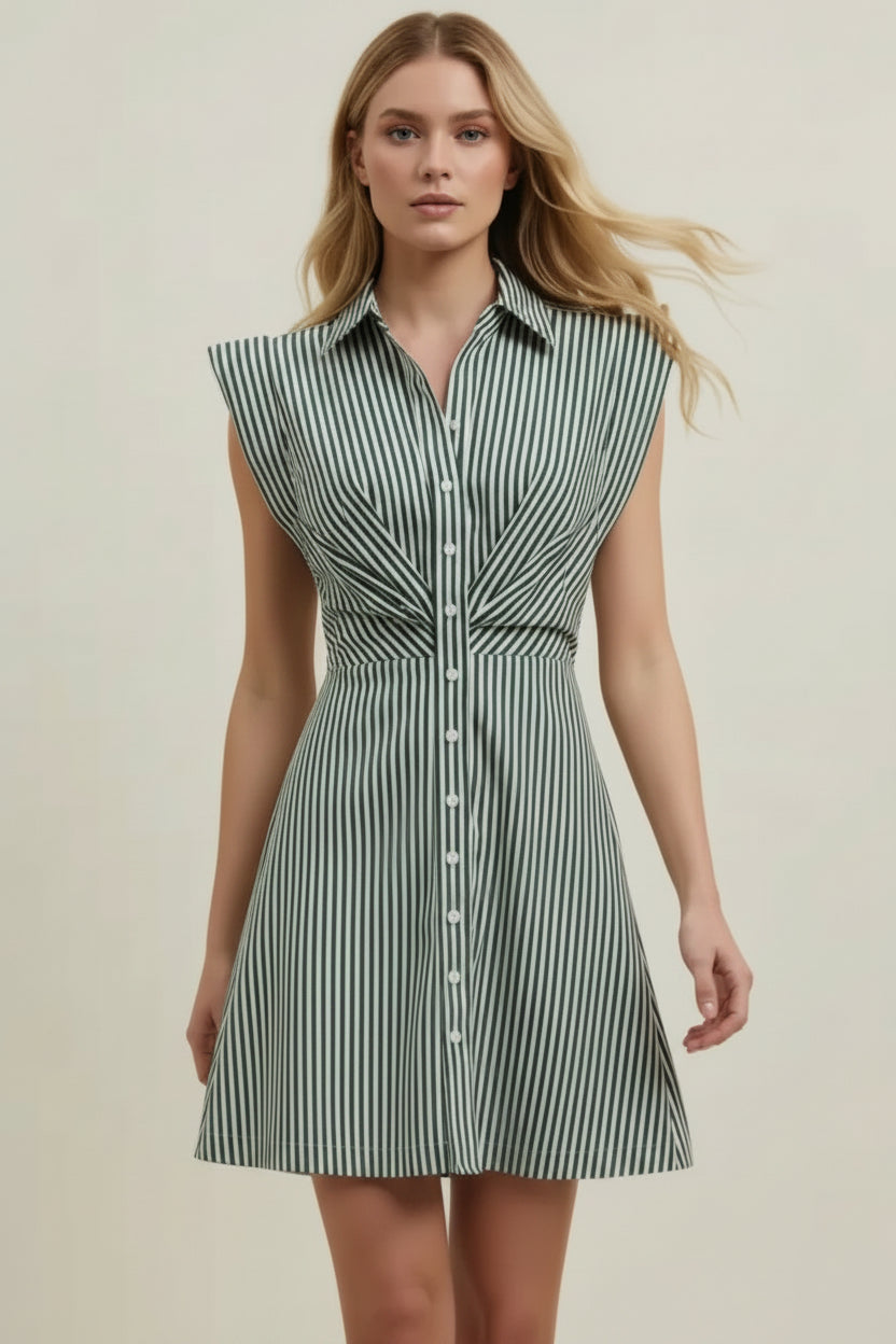 Green Stripe Mini Dress