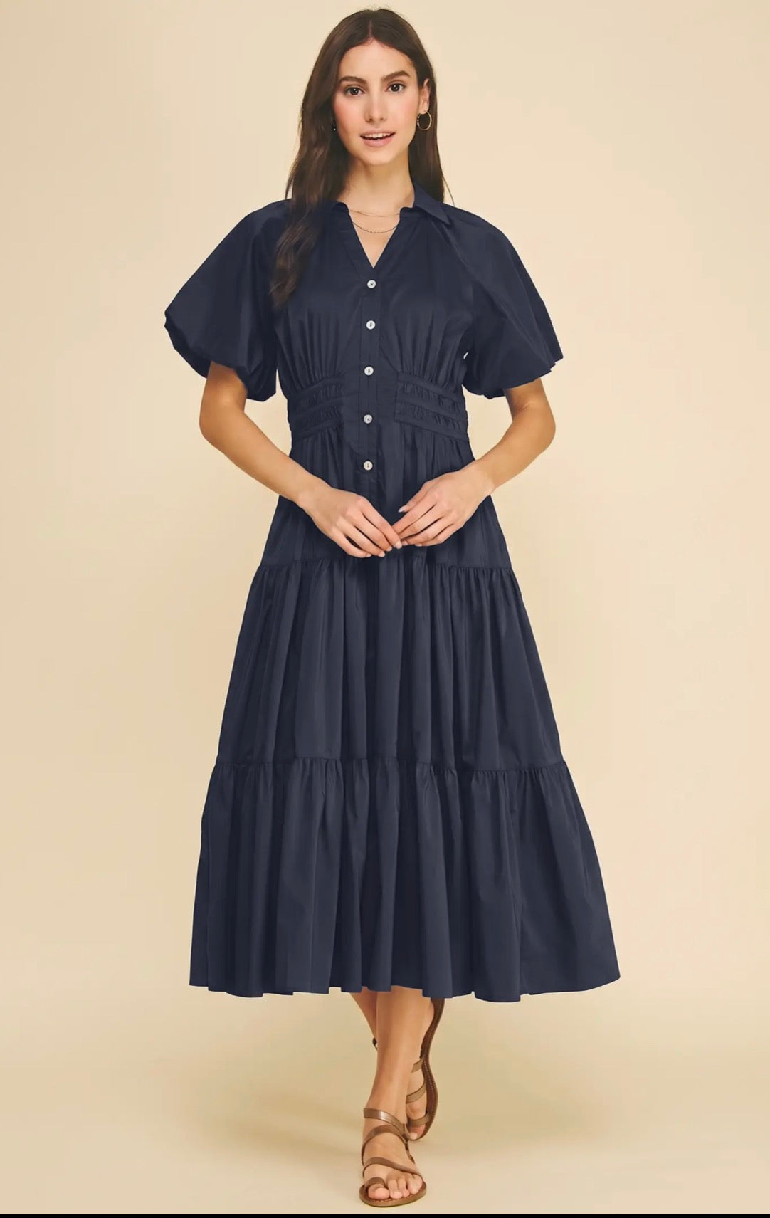 Button Down Tiered Dress