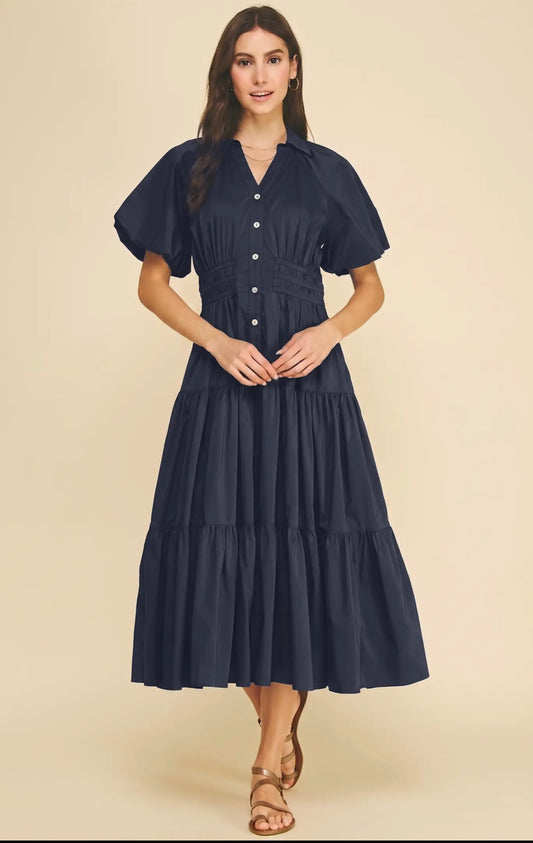Button Down Tiered Dress