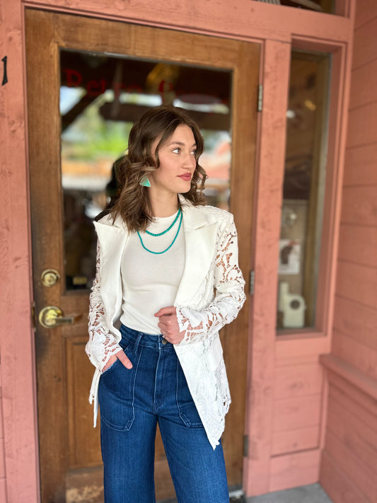 White Lace Blazer