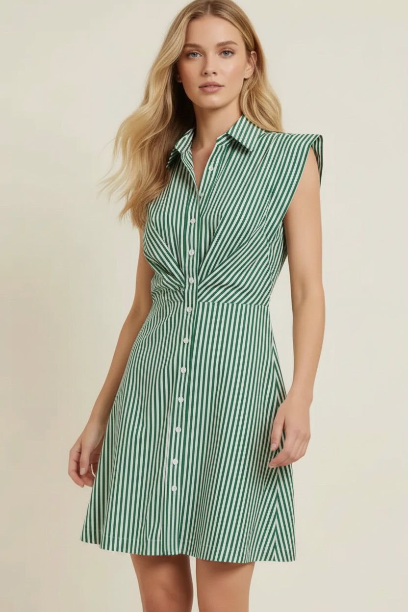 Green Stripe Mini Dress