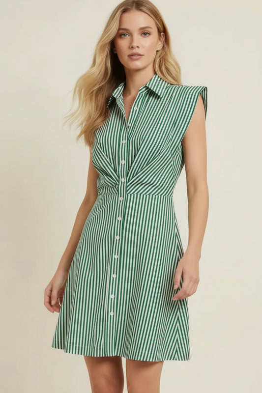 Green Stripe Mini Dress