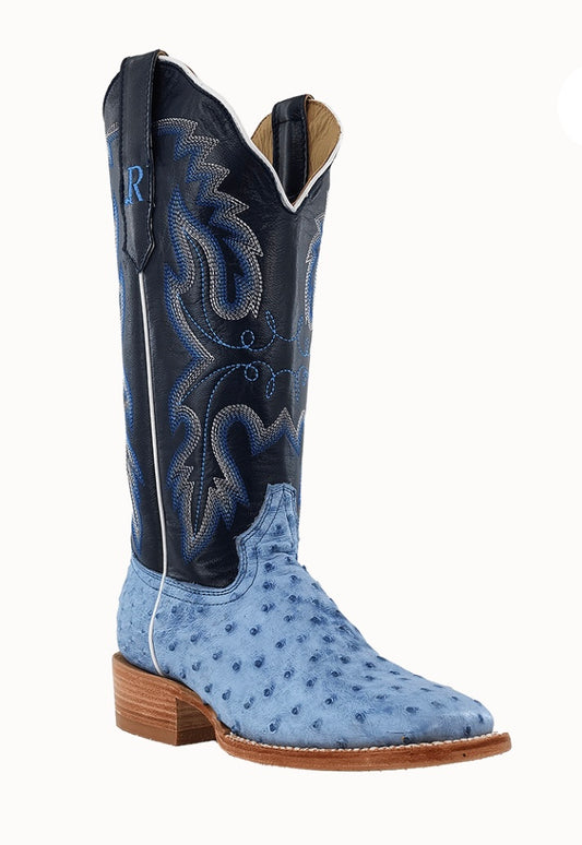 Full Quill Ostrich Denim Blue