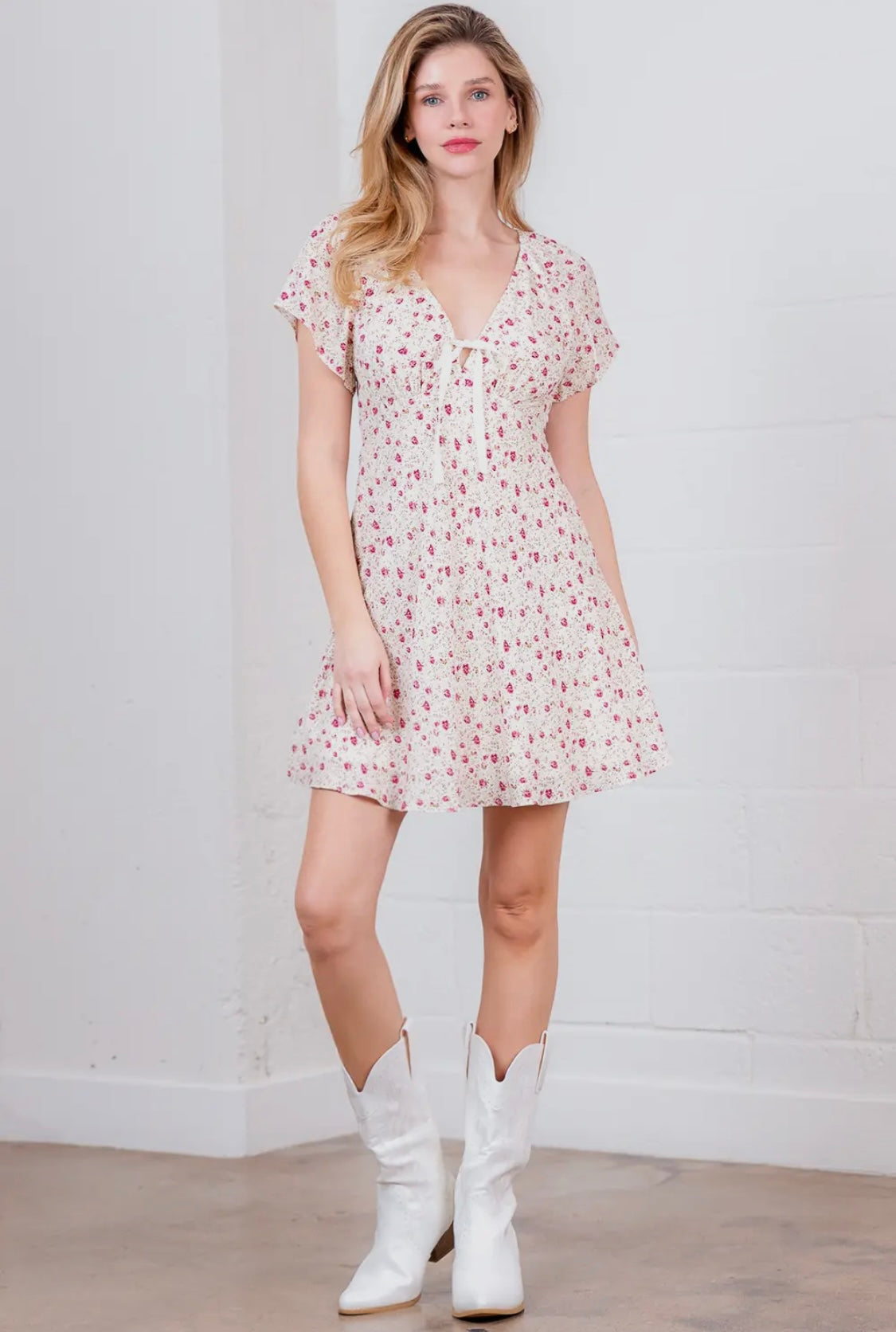 Shilo Short Sleeved Satin Bow Dress