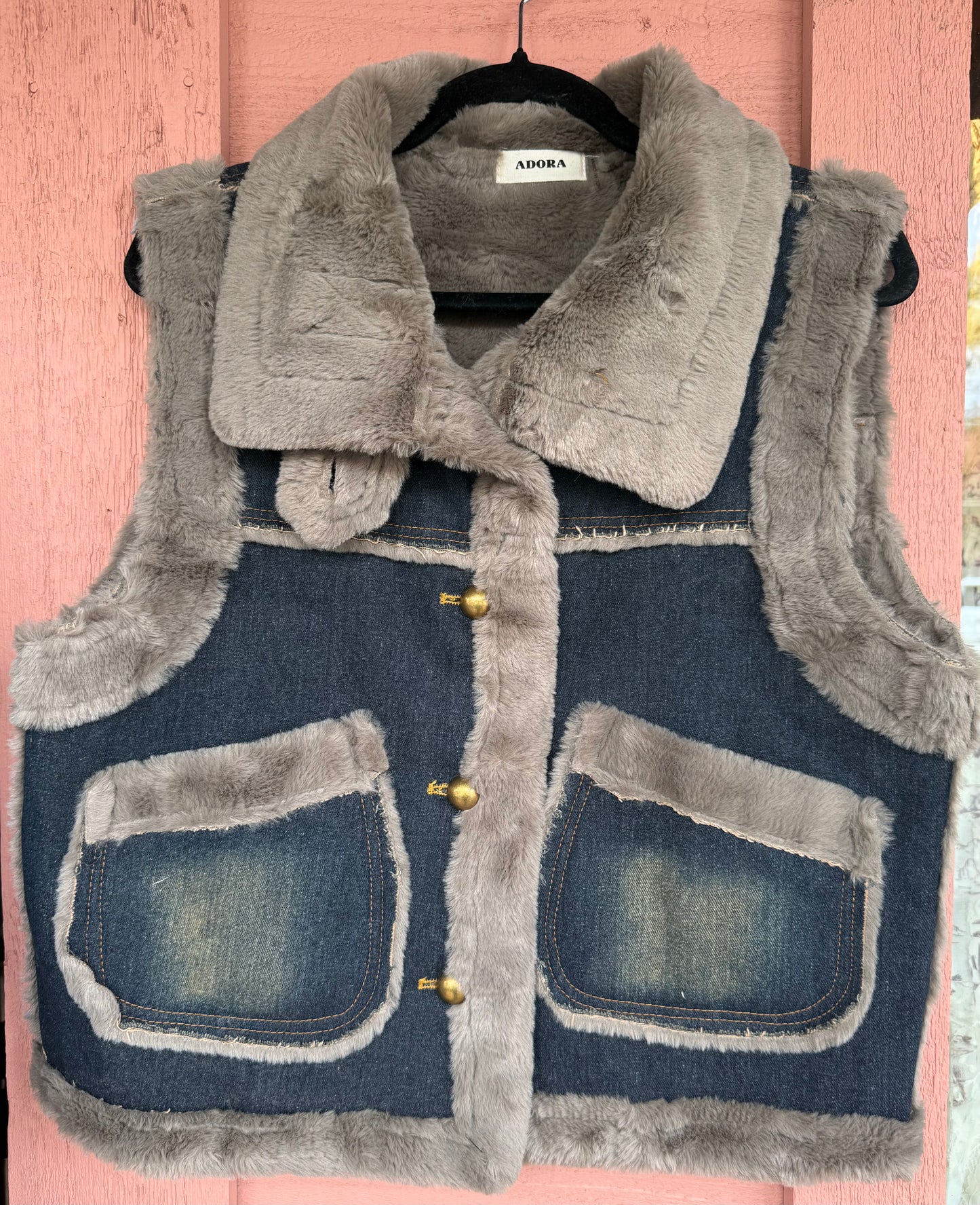 Faux Fur Denim Vest