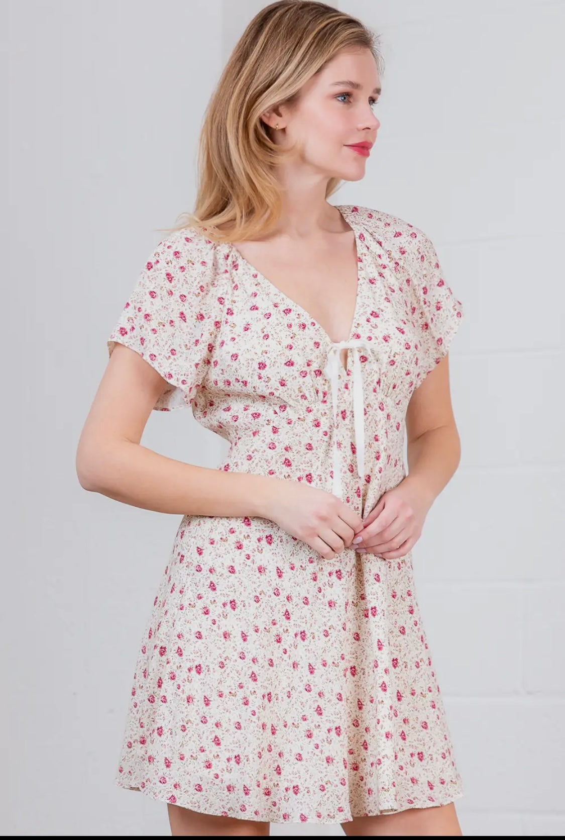 Shilo Short Sleeved Satin Bow Dress