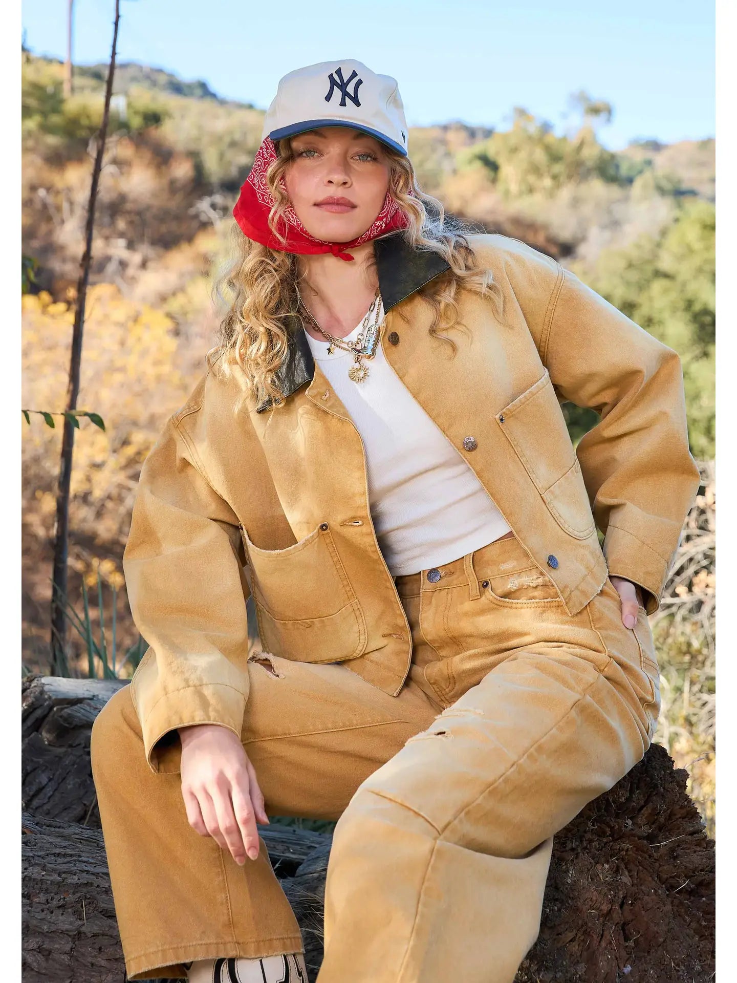Sand Jacket w/ Faux Leather Trim