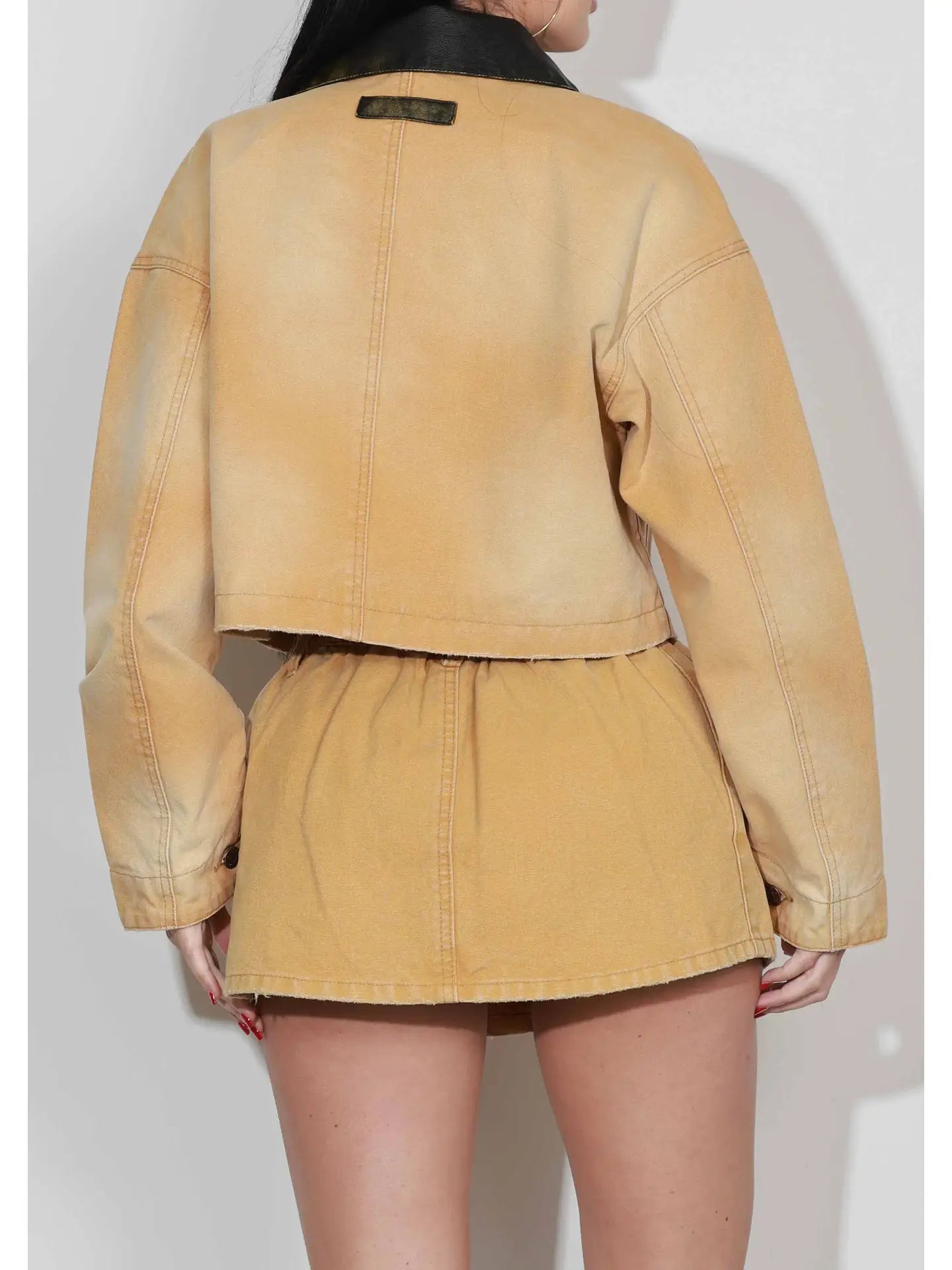 Sand Jacket w/ Faux Leather Trim