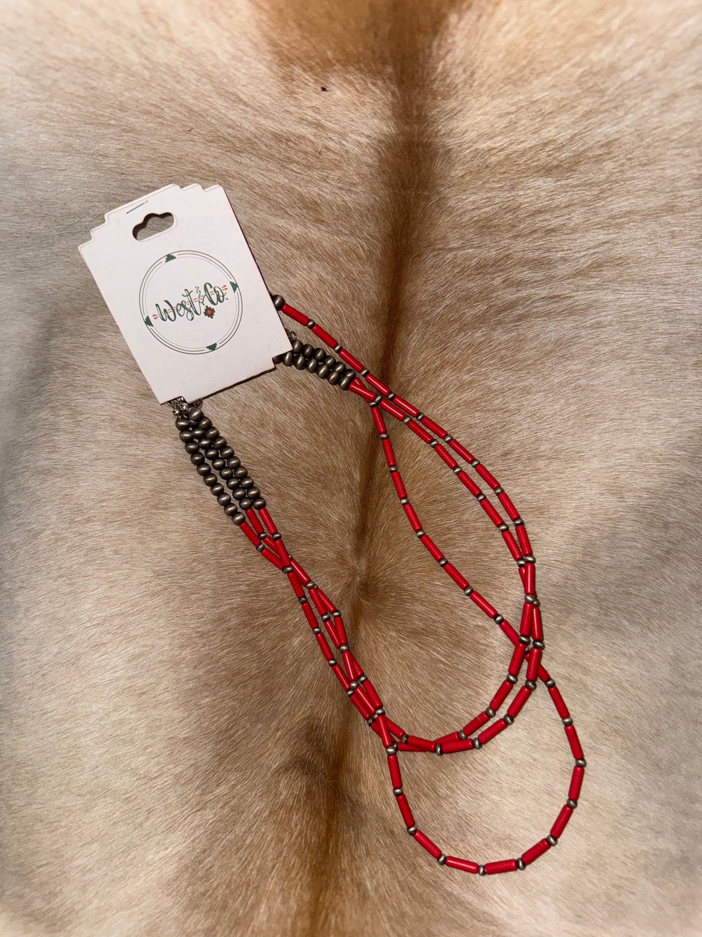 Layered Red Bead Necklace