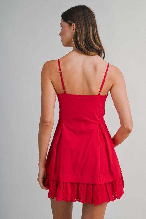 Poplin Lace Mini Dress