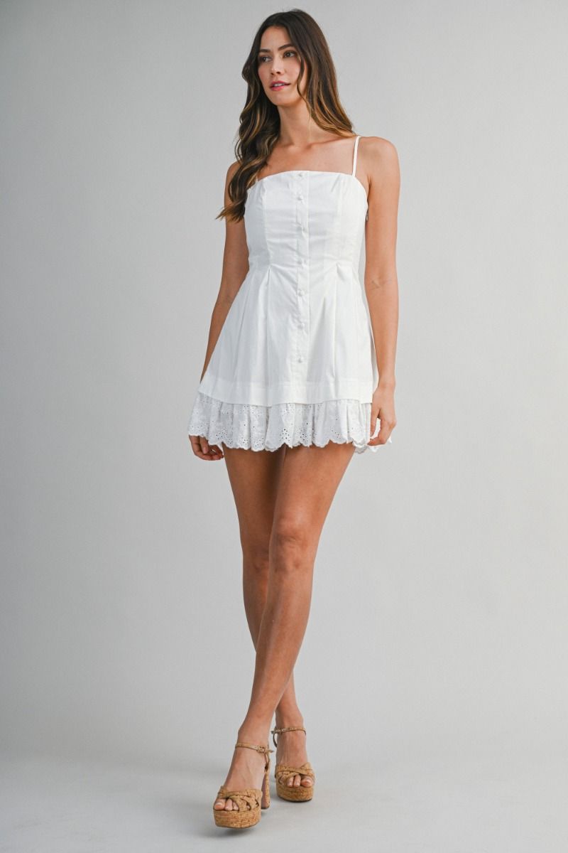 Poplin Lace Mini Dress