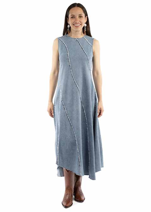 Scully raw edge denim dress