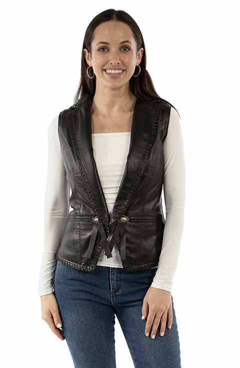 Scully leather vest with concho