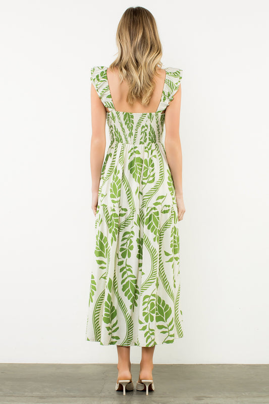 Flutter Sleeve Print Maxi Dress