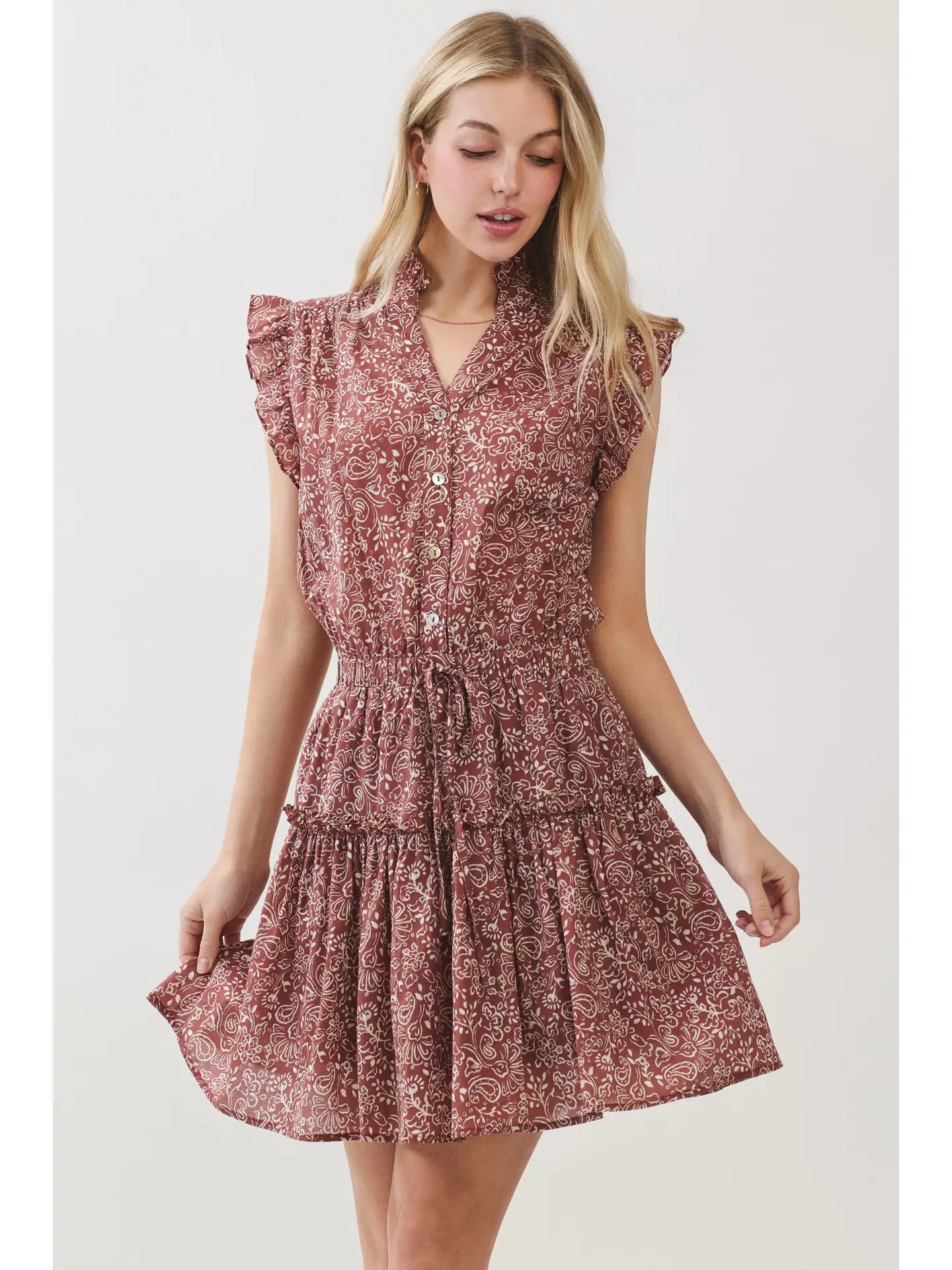 Paisley Print Ruffle Dress