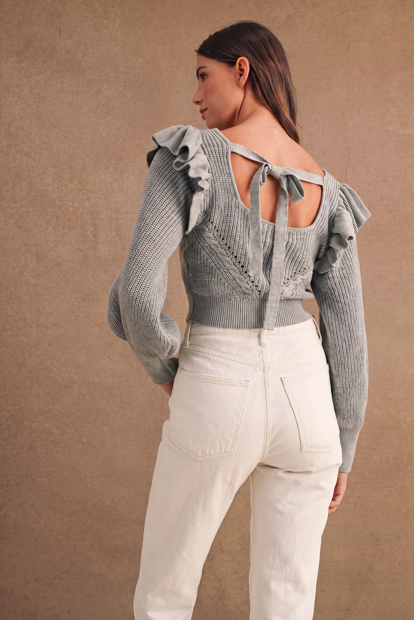 Ruffle Shoulder Sweater