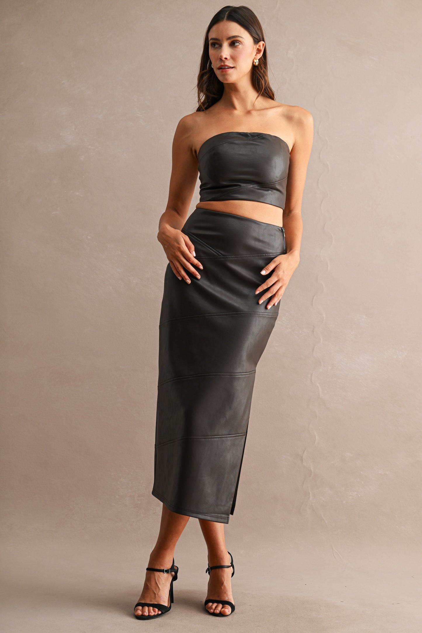 Chocolate Tube Top and Skirt