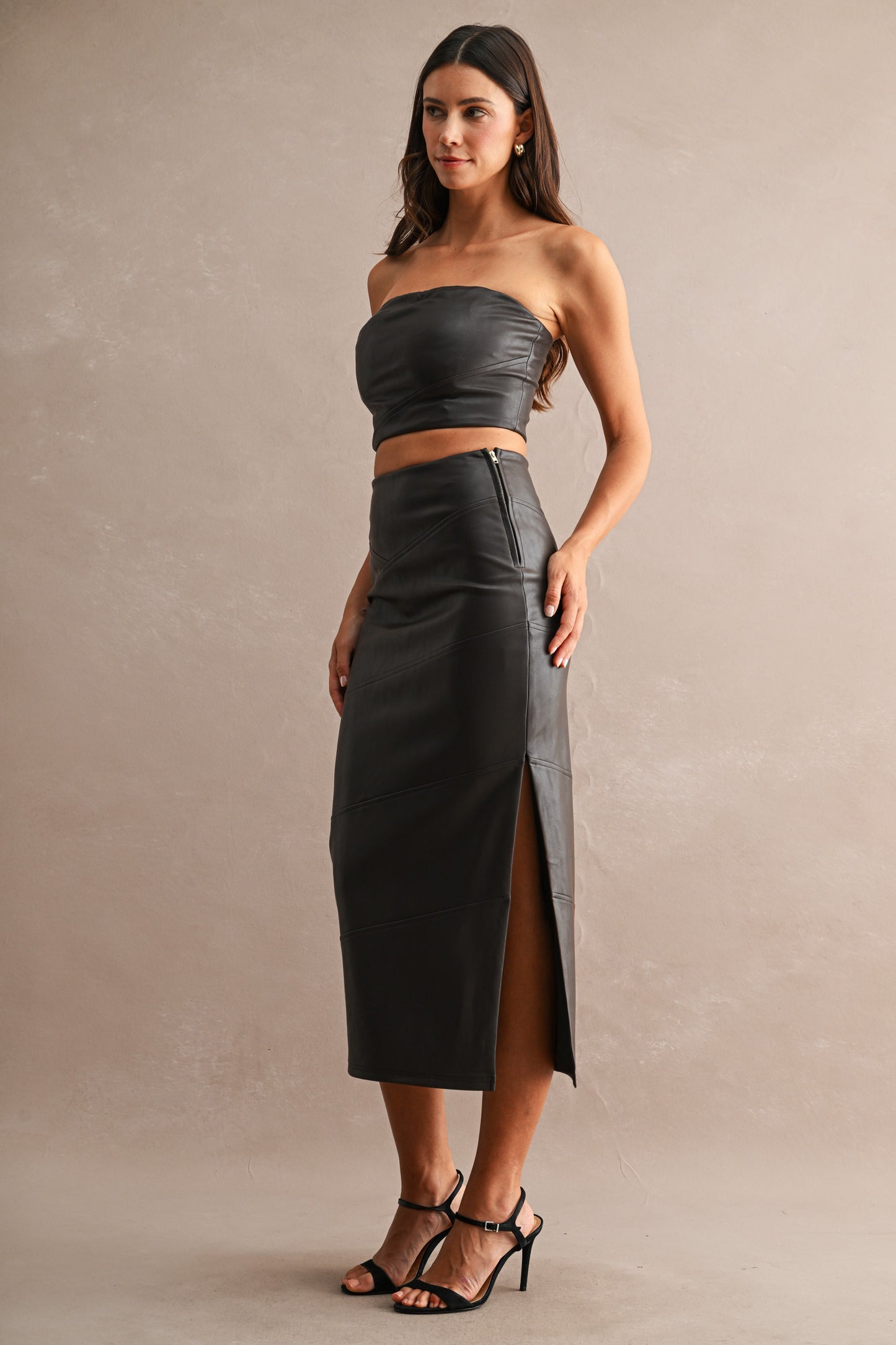 Chocolate Tube Top and Skirt